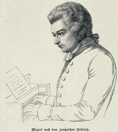 Wolfgang Amadeus Mozart的肖像（1756-91） 作者 德国学校