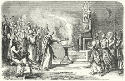 Priests performing a sacrifice in Ancient Egypt (engraving) 作者 德国学校