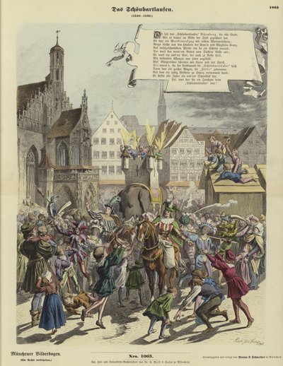 Schoenbartlaufen的游行，纽伦堡，德国，1349-1539 作者 德国学校