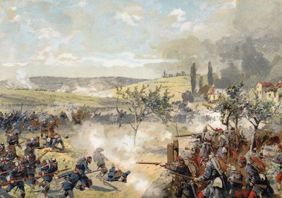 1870年8月31日普鲁士兰德维尔在法国 - 普鲁士战争的Noisseville战役中采取行动 作者 德国学校