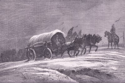 雪中的普鲁士战地哨所，《卡塞尔法德战争史》，由卡塞尔有限公司出版，约1890年（石印）。 作者 德国学校