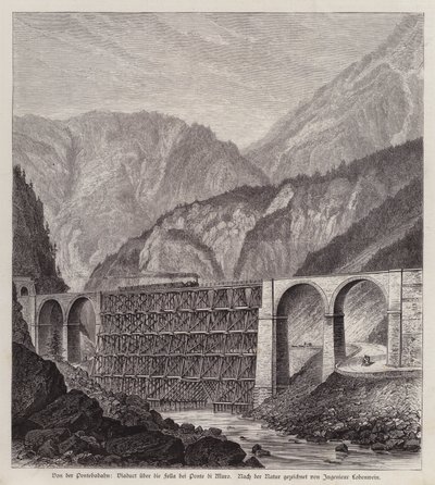 意大利弗留利 Ponte di Muro 的费拉河上的铁路高架桥（雕刻） 作者 德国学校