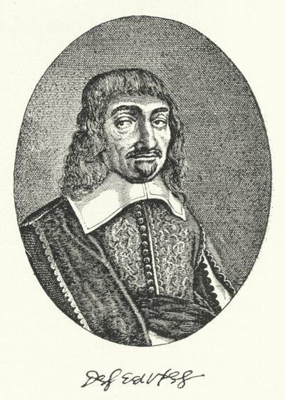 法国哲学家笛卡尔（Rene Descartes）（版画）。 作者 德国学校