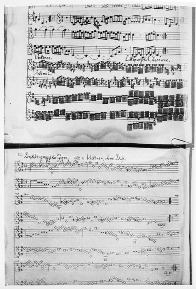 为两把小提琴设计的Telemann套件，即“Gulliver套件”，包括1728年在汉堡印刷的“Lilliputians的Chaconne” 作者 德国学校