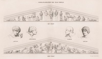 Sculptures from the pediments of the Temple of Zeus, Olympia, Greece (engraving) 作者 德国学校