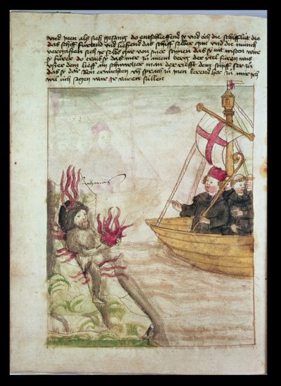 圣布伦丹在他的船从导航圣布伦丹住持的德语翻译，c.1476 作者 德国学校