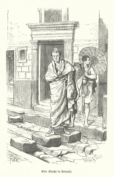 Street in the ancient Roman town of Pompeii (engraving) 作者 德国学校