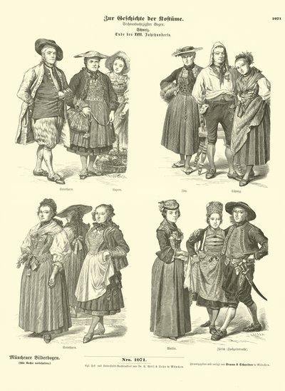 瑞士服饰，18 世纪后期（雕刻） 作者 德国学校