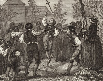 Sword dance, Dithmarschen, Schleswig-Holstein. Illustration for Bilder-Atlas (engraving) 作者 德国学校