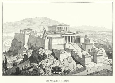 雅典卫城，古希腊（雕刻）（The Acropolis of Athens, Ancient Greece）。 作者 德国学校