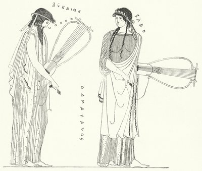 古希腊诗人阿尔凯乌斯和他的情人萨福（版画） 作者 德国学校