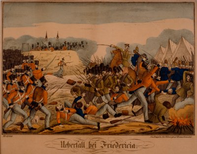 1849年7月6日第一次石勒苏益格战争期间的弗雷德里西亚之战，Neurppiner Bilderbogen，由Oehmigke＆Riemschneider出版，第1850页 作者 德国学校