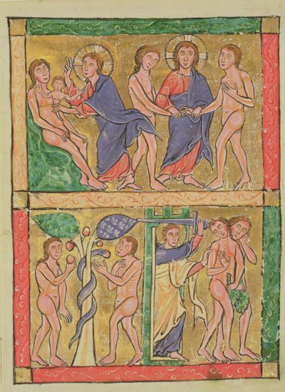 亚当和夏娃的创造，婚姻，诱惑和驱逐，1200（wc on vellum） 作者 德国学校