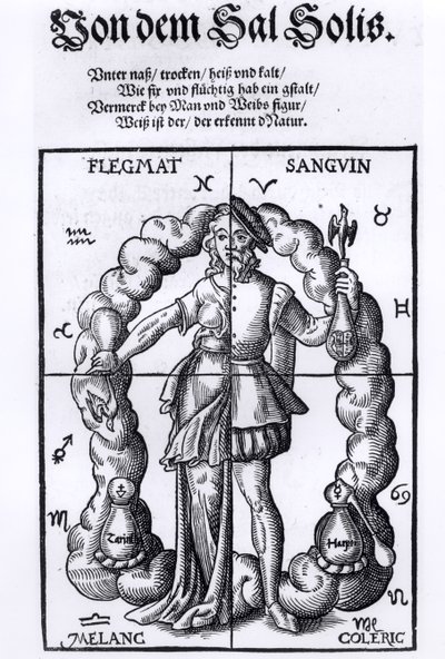 Four Humours，来自Quinta Essentia，由Leonhart Thurneisser zun Thurn（1531-956）于1574年在莱比锡出版 作者 德国学校