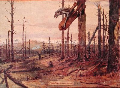 阿尔贡森林的幽灵，约1914-18年（布面油画）。 作者 德国学校