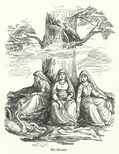 挪威人，北欧神话中的女性生物（雕刻）。 作者 德国学校