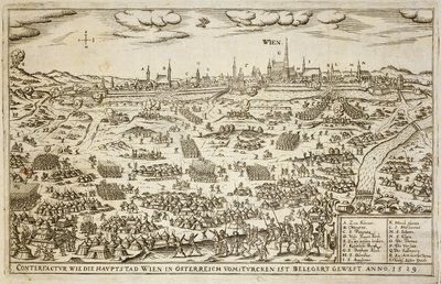 1529年的维也纳围城，一本关于欧洲奥斯曼帝国运动的书中的插图，由保罗·富斯特（c.1605-66）镌刻 作者 德国学校