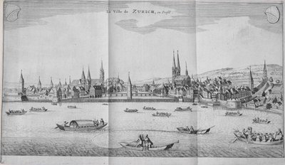 瑞士苏黎世市，由Itinera Alpina的第二卷由Johann Jacob Scheuchzeri出版，出版于1706年 作者 德国学校