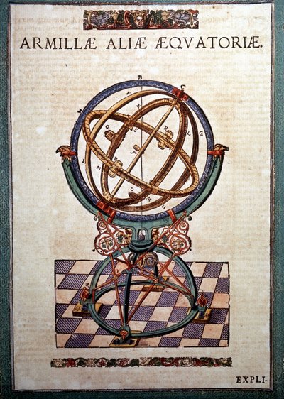 第谷·布拉赫（Tycho Brahe，1546 - 1601 年），Wandsbeck，“Astronomiae instituatae machanicia”中的赤道浑天仪 作者 德国学校
