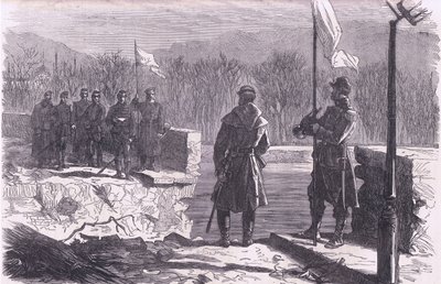 The peace negotiations-a meeting at the Bridge of Sevres, Cassells History of the War between France and Germany published by Cassell and Company Limited, c.1890 (litho) 作者 德国学校