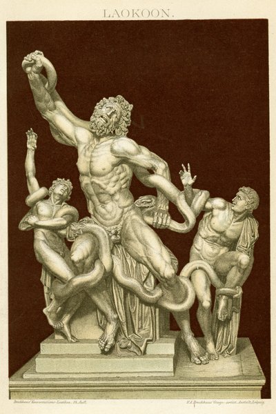 拉奥科恩和他的儿子们的雕像，约1890年（彩色彩色石版画 作者 German School