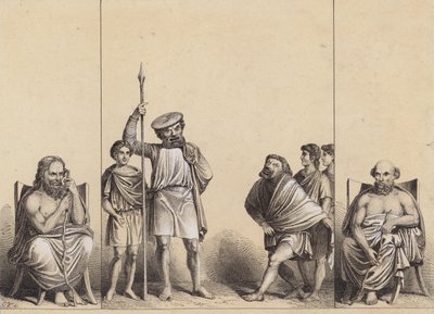 意大利庞贝壁画中的剧院场景（石版画） 作者 德国学校