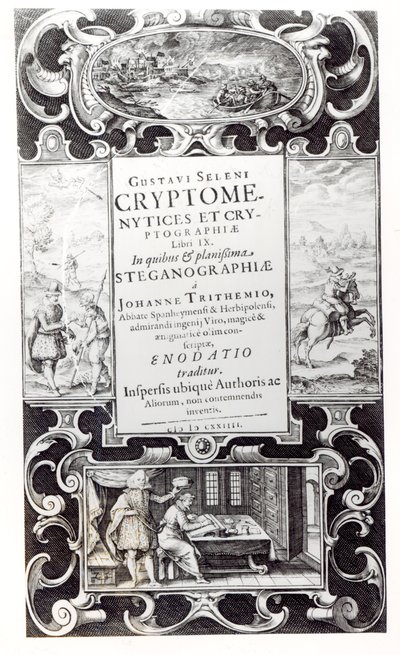 1624年Gustavus Selenus（Augustus，Brunswick公爵）的Cryptomenysis和Cryptography第9册的书页 作者 德国学校