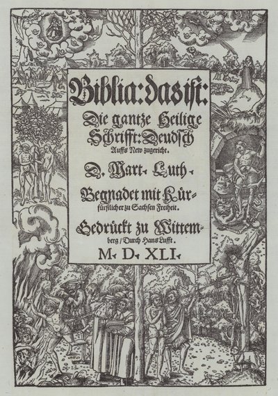1541年版Martin Luthers Bible的标题页 作者 德国学校