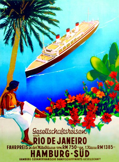 前往里约热内卢"，汉堡南线广告海报 作者 德国学校