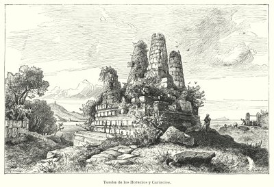 Tomb of the Horatii and the Curiatii, warriors of ancient Roman legend (litho) 作者 德国学校