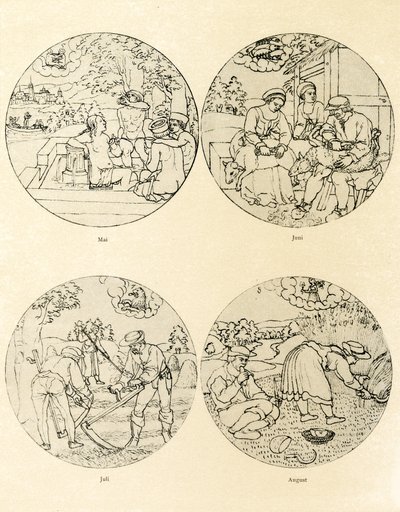 十二个日历图像呈圆形 作者 德国学校