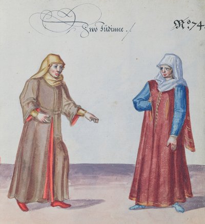 两名犹太妇女，c.1600（纸上写着） 作者 德国学校
