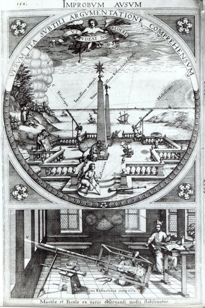 观察太阳黑子的各种方法，来自Rosa Orsina的插图，作者Christoph Scheiner，1630年出版（详见294058） 作者 德国学校