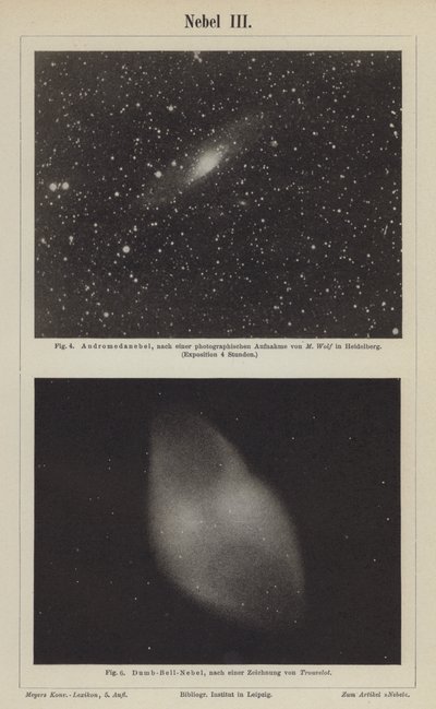 仙女座星云和哑铃星云的景色（雕刻） 作者 德国学校