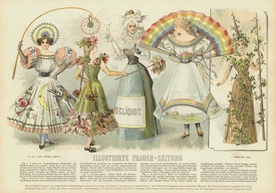 妇女服装和时装（彩色平版印刷）。 作者 德国学校