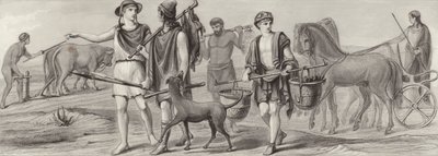 Work and occupations in Ancient Greece. Illustration for Bilder-Atlas (engraving) 作者 德国学校