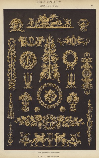 十九世纪，帝国风格，金属饰品（彩色石版画） 作者 德国学校