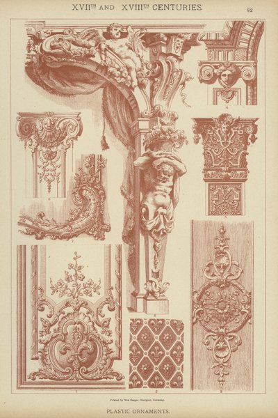 十七和十八世纪，塑料饰品（彩色石版画） 作者 德国学校