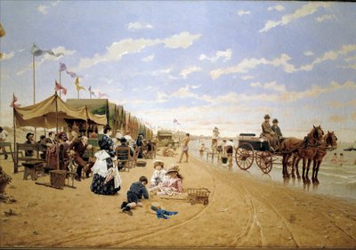 圣卢卡尔海滩，19 世纪（油画） 作者 Germán Álvarez Algeciras