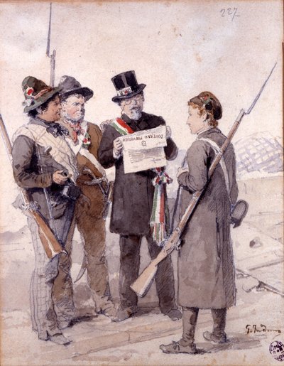 复兴运动：米兰五日（Cinque giornate di Milano）（1848 年 3 月 18 日至 22 日）：这是 1848 年革命（第一次意大利独立战争的一部分）的第一集之一，见证了米兰人的崛起 民众起义反对 作者 Gerolamo Induno