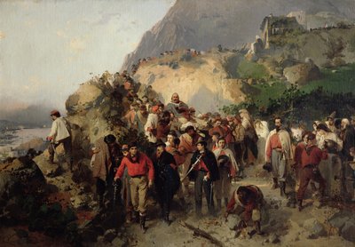 阿斯普罗蒙特山脉中受伤的加里波第（1807-82）（布面油画） 作者 Gerolamo Induno