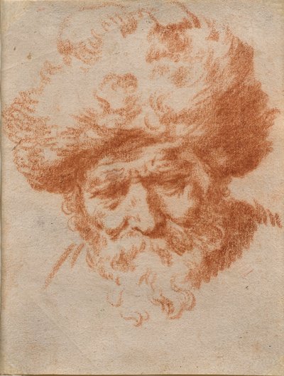 冬天的寓言：戴皮帽的老人头 作者 Gerrit Adriaensz (attr.to) Berckheyde