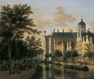 Nieuwezijds Voorburgwal与花卉市场，阿姆斯特丹 作者 格里特·阿德里亚恩斯·贝克海德