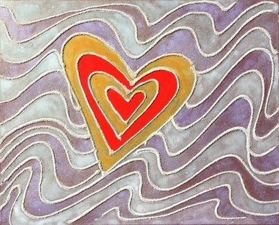 波浪中的心；c 2013 年（沙和丙烯画布） 作者 