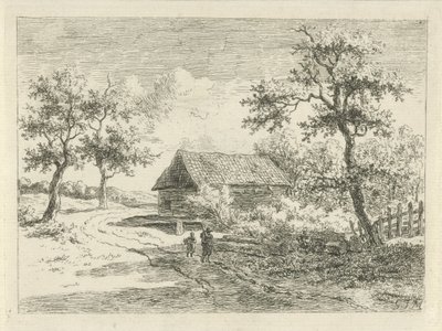 风景与路上的两个人物 作者 杰里特·扬·米切斯（Gerrit JanMichaëlis）