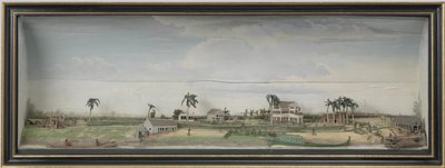 在苏里南的Zeezigt咖啡和棉花种植园的西洋镜，c.1815-21木材和彩绘纸 作者 杰里特·舒登