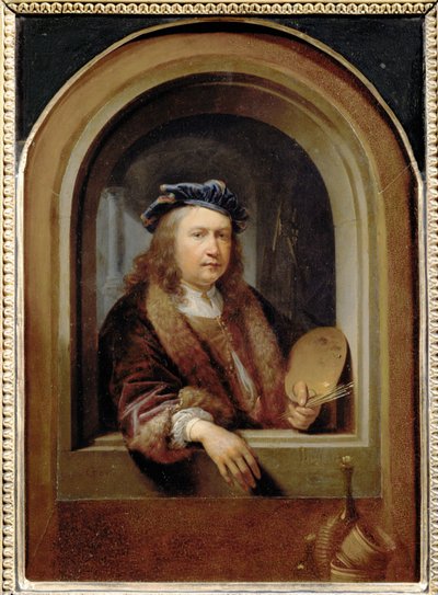 手持调色板的艺术家肖像... 作者 Gerrit 或 Gerard Dou
