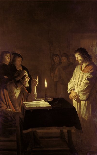基督在大祭司面前，1617年 作者 Gerrit van Honthorst