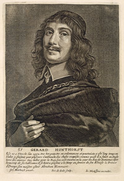 自画像，由Johannes Meyssens雕刻（1612-70） 作者 格里特·范·洪特霍斯特