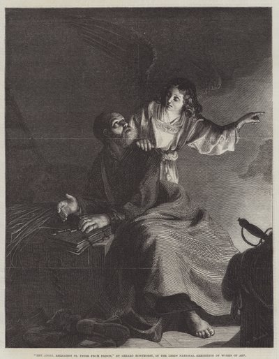天使，从监狱释放圣彼得 作者 Gerrit van Honthorst
